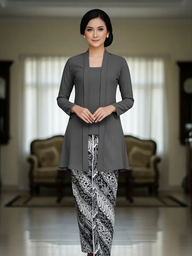 Kebaya Polos Tunik untuk Tampilan Monokrom