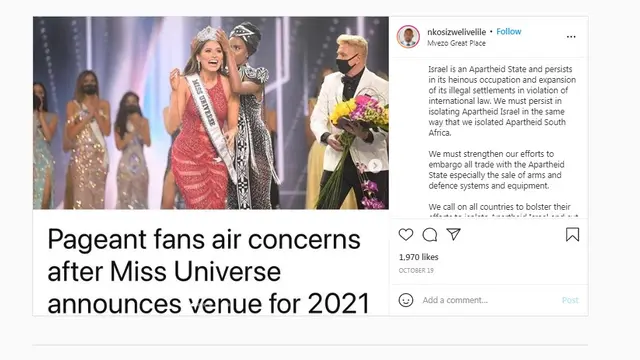 Cucu Nelson Mandela Boikot Miss Universe 2021 Digelar di Israel