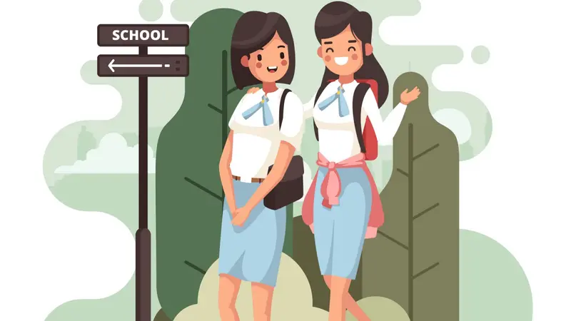 Ilustrasi siswa, pelajar, murid SMA, anak sekolah, kakak kelas