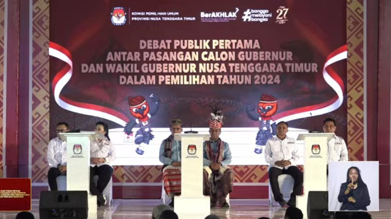 Debat Perdana Pilkada NTT: Ansy-Jane Tawarkan Progam NTT Menyala, Melki-Johni NTT Sehat dan Simon Andre NTT Siaga