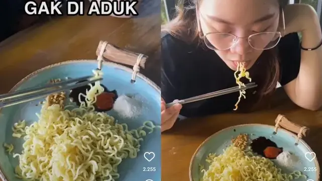 6 Potret Makan Mi Goreng Tidak Diaduk Ini Nyeleneh