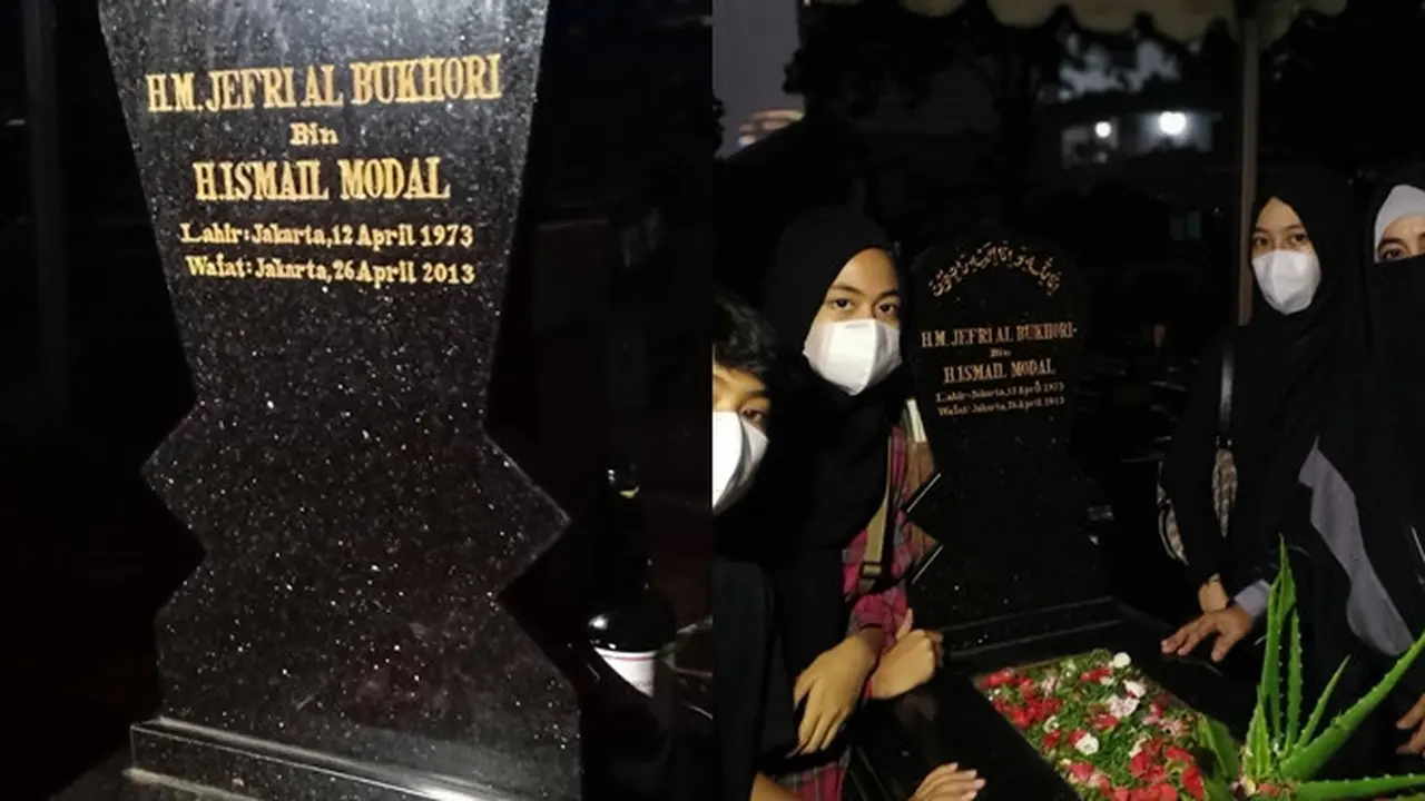 Tepat Pada Hari Ulang Tahun Almarhum Uje, Ini 6 Momen Haru Umi Pipik dan Anak Ziarah ke Makam