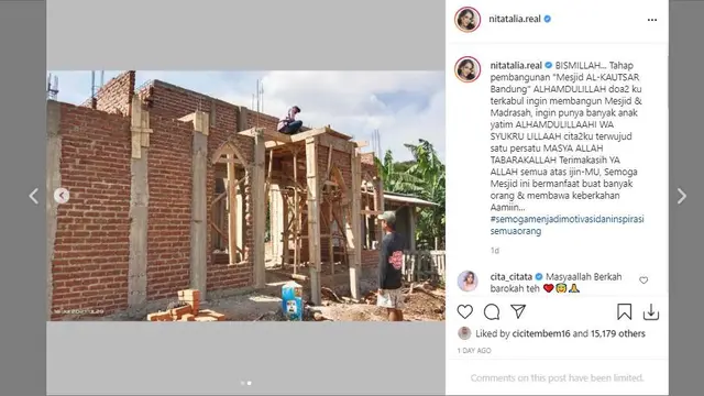 Sukses Jadi Penyanyi, Nita Thalia Bangun Masjid di Tiga Kota Ini 5 Potretnya
