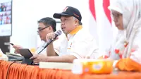 Ketua PKS Jatim, Irwan Setiawan memberi arahan pada Apel Siaga Penggerak RKI se-Jawa Timur. (Istimewa).