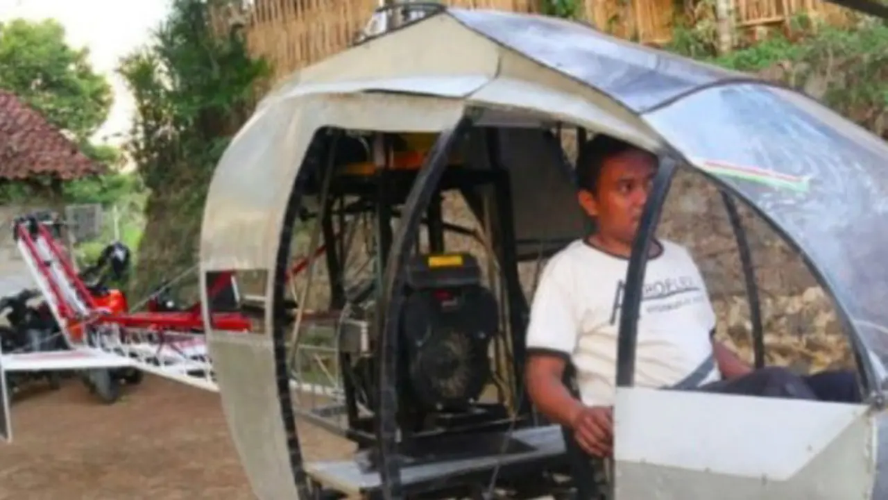 Modal Rp 30 Juta, Pria Ini Rakit Helikopter Sendiri untuk Atasi Macet