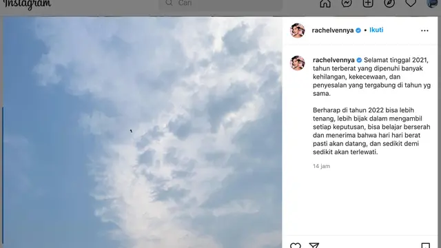 Unggahan Rachel Vennya. (Foto: Instagram @rachelvennya)