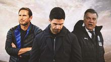 Ilustrasi - Frank Lampard, Mikel Arteta, Sam Allardyce (Bola.com/Adreanus Titus)