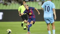 Gavi dari Barcelona mencetak gol dalam laga persahabatan antara Barcelona dan Daegu FC di Stadion Daegu, Daegu, Korea Selatan, Senin, 4 Agustus 2025. (Kim Hyun-tea/Yonhap via AP)
