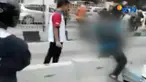 Muhammad Faqih bocah kelas enam SD yang menyeberang bersama dua temannya seusai bermain futsal di sekitar Halte Busway Duren Tiga.