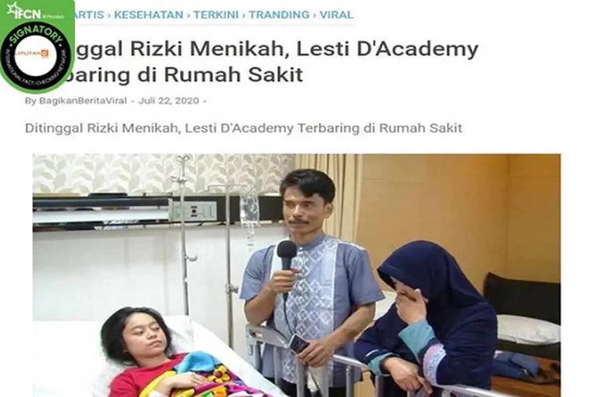 Gambar Tangkapan Layar Berita Tentang Penyanyi Lesti D'Academy