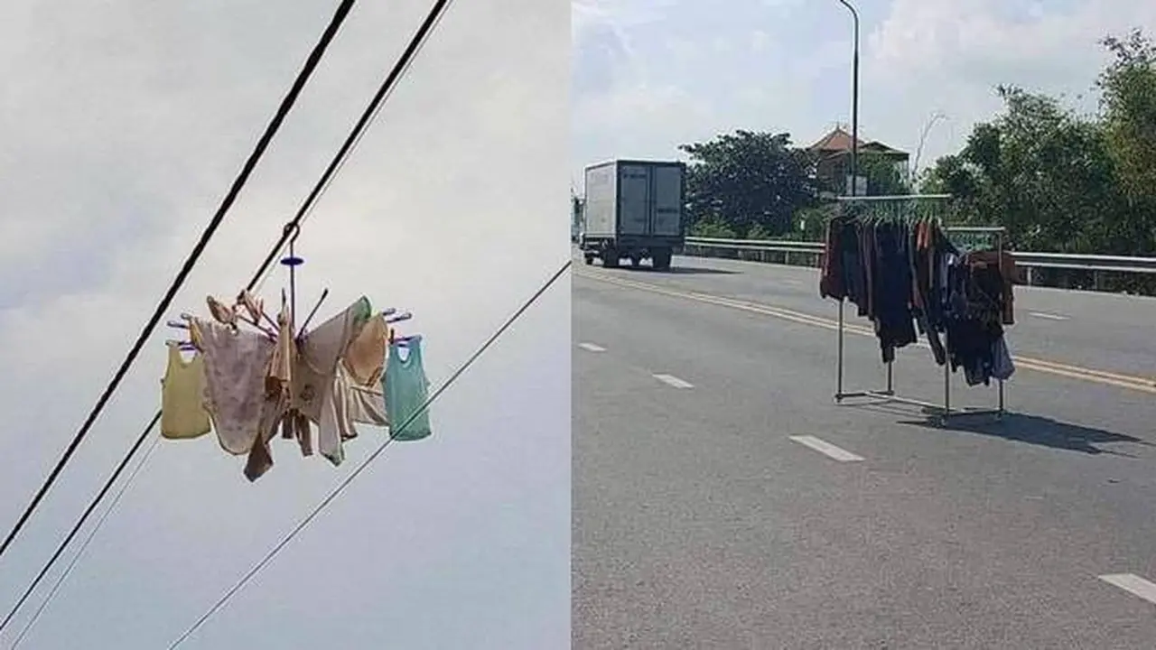 10 Potret Kocak Orang Jemur Pakaian, Ada yang di Kandang Macan