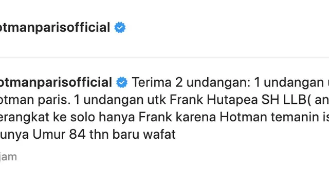 Unggahan Hotman Paris. (Foto: Dok. Instagram @hotmanparisofficial)
