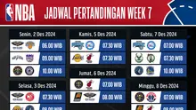 Jadwal pertandingan bola basket NBA Season 2024/25 pada week ke 7 di Vidio. (sum. doc. vidio.com)