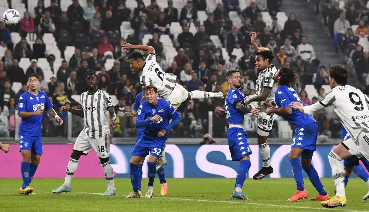Tampil di kandang sendiri, pasukan Massimiliano Allegri mengamuk dan menang dengan skor telak 4-0. (Fabio Ferrari/LaPresse via AP)