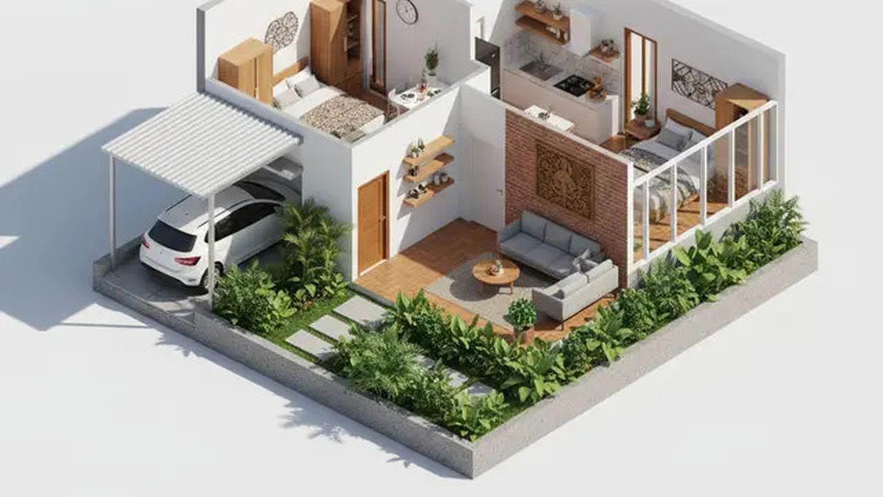 10 Model Denah Rumah Tipe 36 Minimalis dengan Carport dan Taman