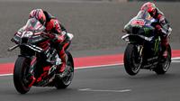 Adapun tempat kedua secara berturut-turut ditempati oleh Maverick Vinales dan Fabio Quartararo yang berselisih 0.306 serta 0.433  detik dari sang juara. (SONNY TUMBELAKA/AFP)