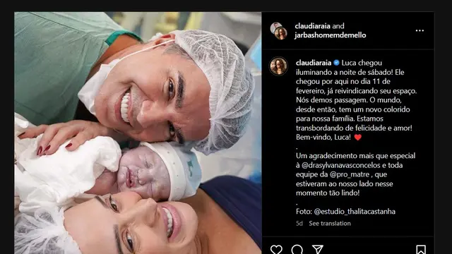 Raia sambut kelahiran putranya, Luca Source: ig @claudiaraya