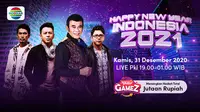 Konser Happy New Year Indonesia 2021, Kamis (31/12/2020) pukul 19.00 WIB dapat disaksikan streaming melalui kanal Indosiar yang ada di platform Vidio. (Dok. Vidio)