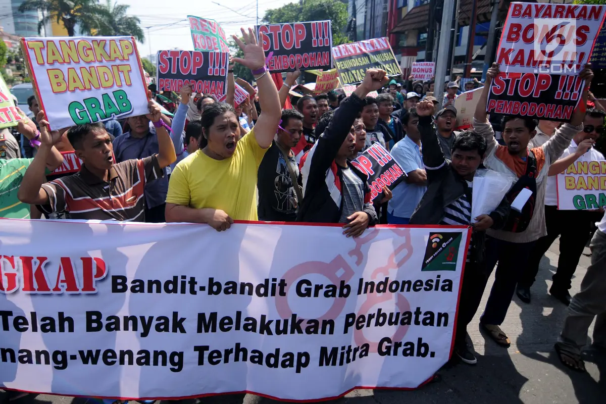 Pengemudi GrabCar Kembali Demo Tuntut Pencairan Bonus Lebaran 