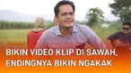 Tiga pria bikin video klip musik di hamparan sawah mengundang perhatian