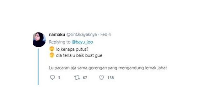 Alasan kenapa putus (sumber: Twitter)