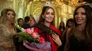 Senyum Viyan Amir setalah dinobatkan sebagai Miss Irak  2017 di Baghdad, Irak, (25/5). (AP Photo/Karim Kadim)