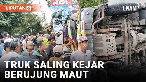 VIDEO: Kejar-kejaran, Truk Bermuatan Gas di Kebumen Terguling dan Timpa Pemotor
