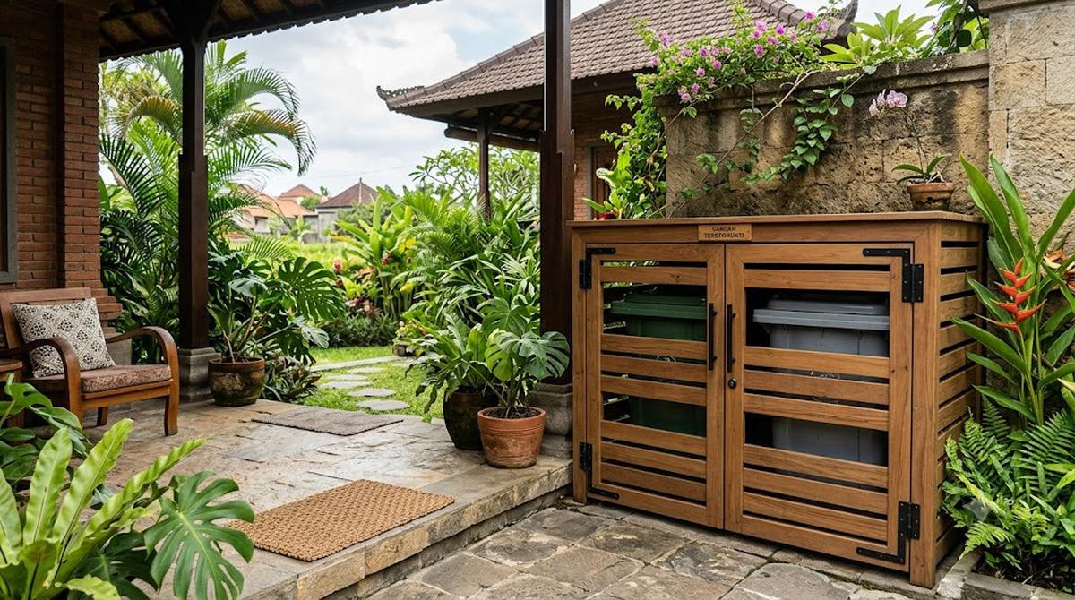 Inspirasi Tempat Sampah Tersembunyi di Teras/AI Generated