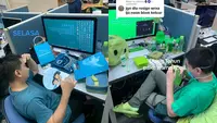 Potret Pria Pakai Outfit dan Alat Kantor Berwarna Senada Ini Viral (Sumber: TikTok/kulukkulukmanagement)