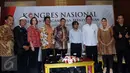 Menag Lukman Hakim (tengah), Mendagri Tjahjo Kumolo (ketiga kanan) dan Direktur Eksekutif The Wahid, Yenny Wahid (kedua kanan) saat menghadiri Kongres Nasional Kebebasan Beragama dan Berkeyakinan di Jakarta, Selasa (23/2). (Liputan6.com/Helmi Afandi)