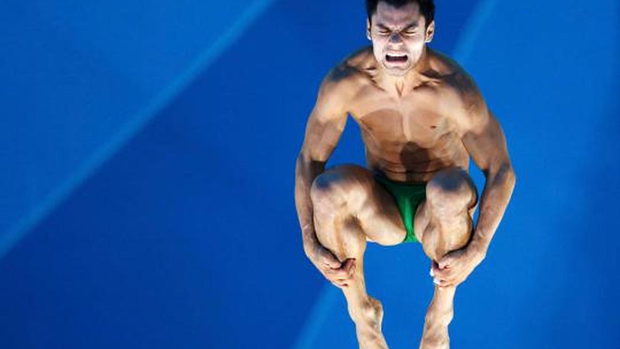 Ekspresi wajah atlet loncat indah Olimpiade 2012