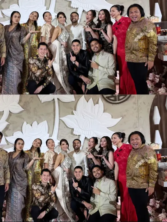 <p>Shania Salsabila mengenakan dress cheongsam merah panjang dengan kancing shanghai hitam. [@anissaica]</p>