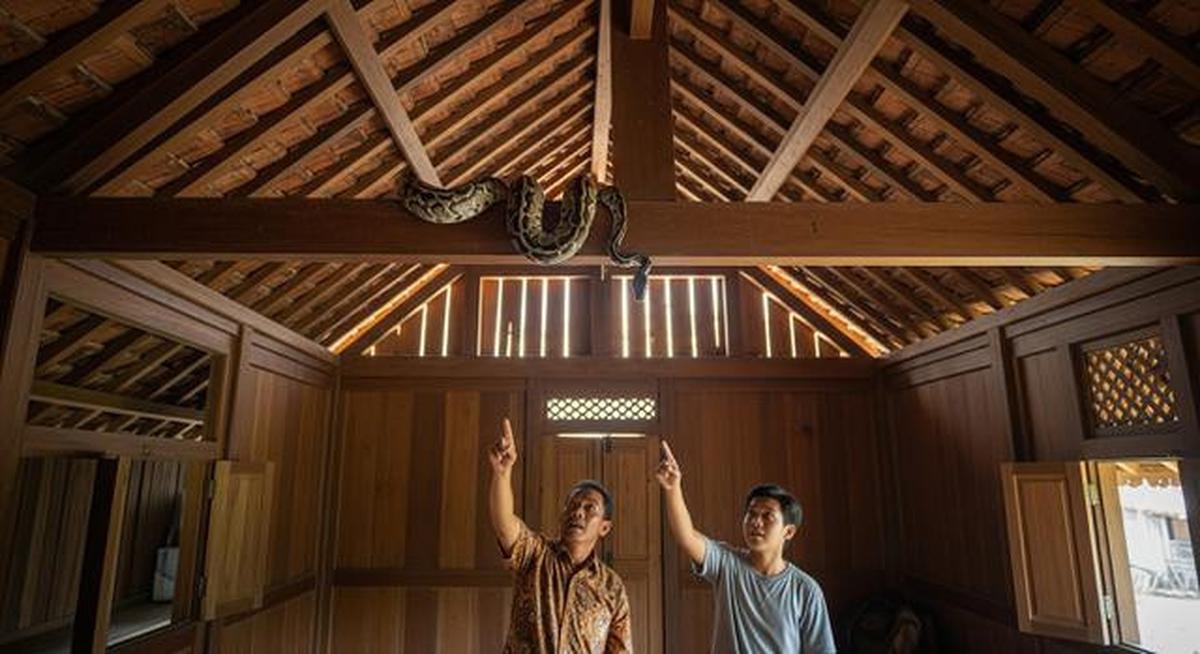 Ular di Atap Rumah atau Plafon