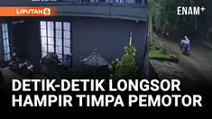 Detik detik longsor menutup jalan di Jalan Sersan Bajuri, Kawasan Lembang, Kabupaten Bandung Barat, Jawa Barat, terekam kamera CCTV. Tak ada korban jiwa dalam peristiwa ini.