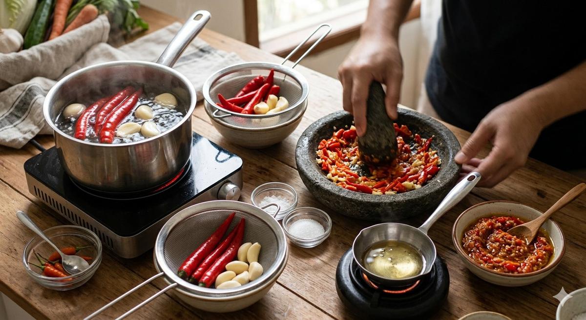 Cara Membuat Sambal Bawang Tidak Pedas (Foto: Gemini AI)