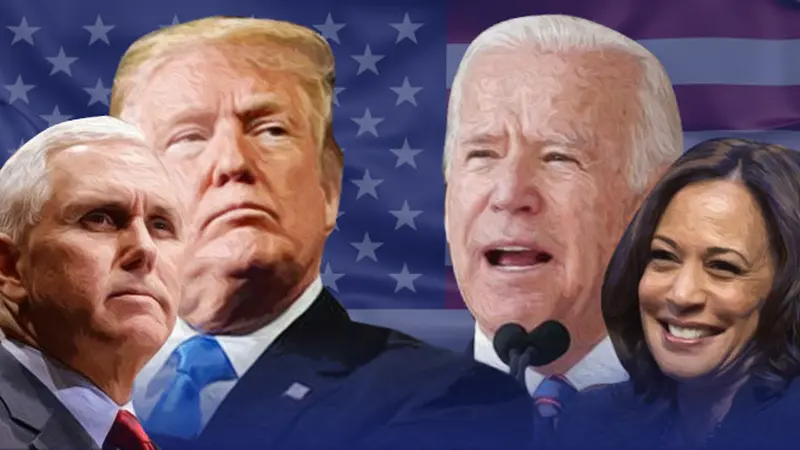 Ilustrasi Pilpres AS 2020, Donald Trump-Mike Pence dan Joe Biden-Kamala Harris