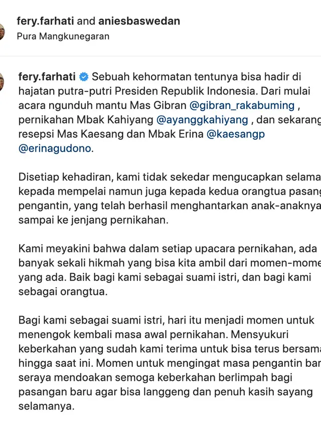 Unggahan Anies Baswedan. (Foto: Dok. Instagram @aniesbaswedan)