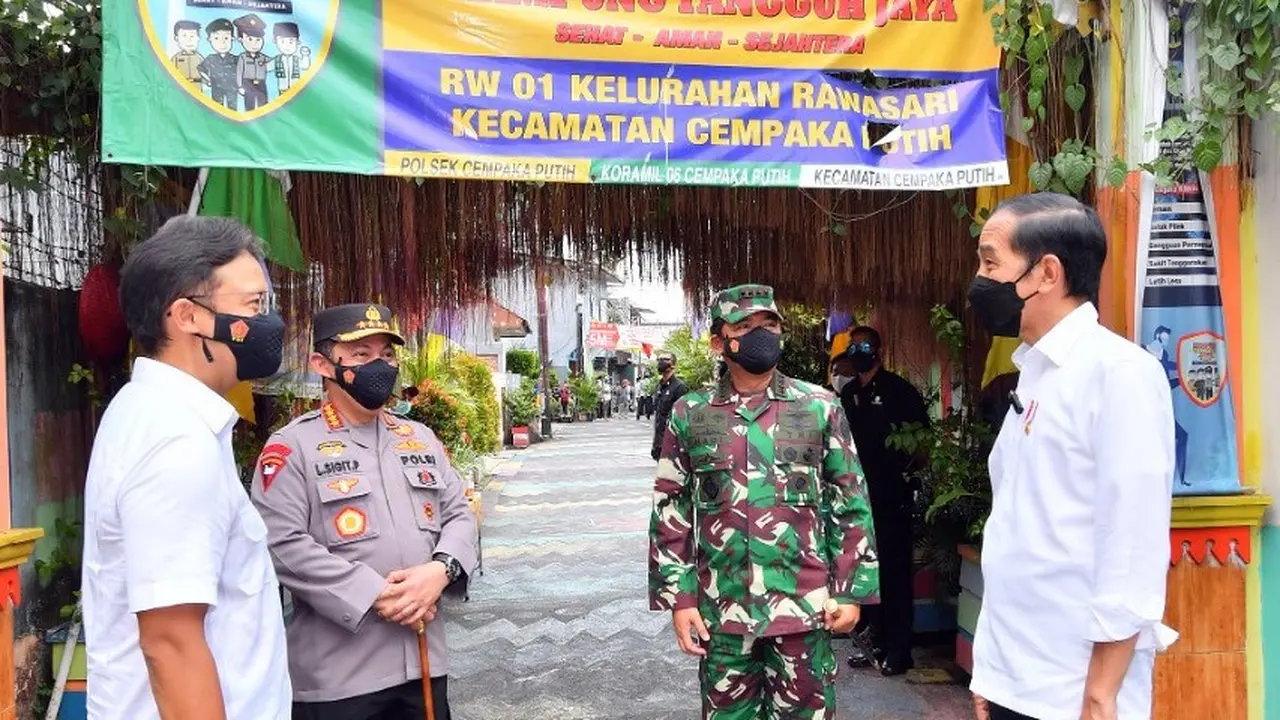 Presiden Jokowi Melakukan Sidak PPKM Mikro di Cempaka Putih.