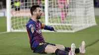 Lionel Messi mencetak dua gol saat Barcelona menang 3-0 atas Liverpool. (AP Photo/Emilio Morenatti)