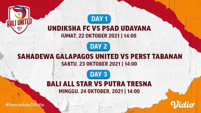 Link Live Streaming Pertandingan Bali United  Liga 3 di Vidio Pekan Ini