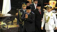 Presiden SBY menebar salam pada seluruh peserta sidang paripurna usai menyampaikan pidato kenegaraannya (Liputan6.com/ Andrian M Tunay)