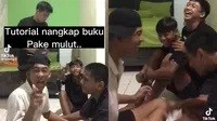 Viral Bocah Main Tangkap Buku Pakai Mulut, Bikin Warganet Ngakak (Sumber: TikTok/badeng.3)