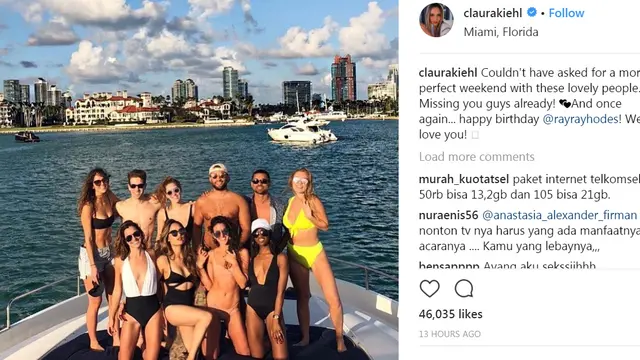 Dengan Busana Ini, Cinta Laura Pamer Perut Rata di Atas Laut