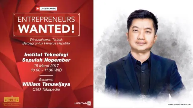 Acara Entrepreneurs Wanted kali ini bertema 'Wirausahawan Terbaik Berbagi untuk Penerus Republik'  bersama William Tanuwijaya