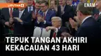 Presiden Donald Trump akhirnya menandatangani Rancangan Undang-Undang Pendanaan Pemerintah yang mengakhiri shutdown terpanjang dalam sejarah Amerika Serikat, berlangsung selama 43 hari.