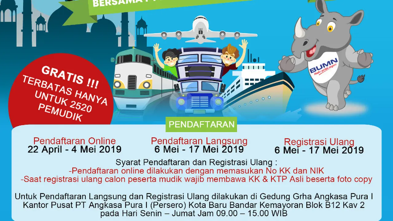 Program Mudik Gratis PT AP I. Dok AP I
