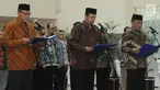 (Dari kiri) Eko Marjono sebagai Direktur Monitor, Arif Waluyo sebagai Kepala Biro Perencanaan dan Keuangan serta Kombes Panca Putra Simanjutak sebagai Direktur Penyidikan saat pelantikan pejabat baru KPK di Jakarta, Kamis (20/9). (Merdeka.com/Dwi Narwoko)