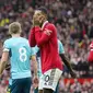 Pemain Manchester United (MU), Marcus Rashford, kecewa setelah peluangnya tak berujung gol ke gawang Southampton saat bertanding dalam lanjutan Liga Inggris 2022/2023 di Stadion Old Trafford, Mingg (12/3/2023) malam WIB.&nbsp;(AP Photo/Jon Super)