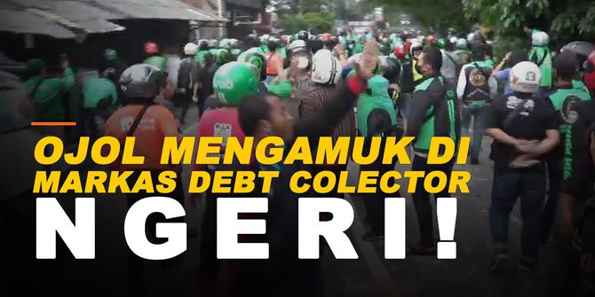 VIDEO: Ngeri! Ratusan Ojol Mengamuk di Markas Debt Collector