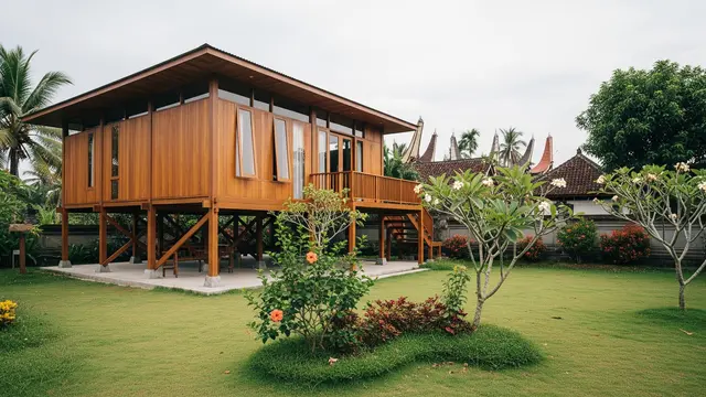 Desain Rumah Minimalis Kampung dengan Halaman Luas dan Taman Kecil/Gemini AI